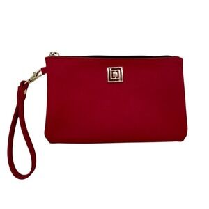 Vintage Liz Claiborne Red Wristlet Clutch‎ Zip Wallet Purse Handbag Bag